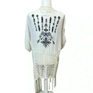 Westbound Crochet Tribal Kimono Size M